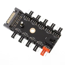 4Pin PWM Cooler Fan HUB Splitter 1 To 10 Extension SATA Power Supply Splitter A