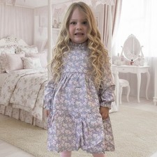 Stitchy Fish Boutique Purple Petals Tiered dress EUC size 7