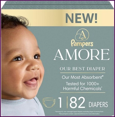 Pampers Amore, Size 1 (8-14 lbs), 82 Count, Our Best Diaper   Hypoallergenic...