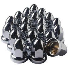20pcs 33mm x 2-1/2'' Bullet Flanged Lug Nut Covers, ABS Chrome Plastic Push-on B