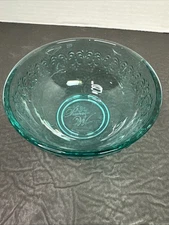 The Pioneer Woman Embossed Glass Bowl Teal Aqua Mazie Bird Floral 5.25” 15 Oz
