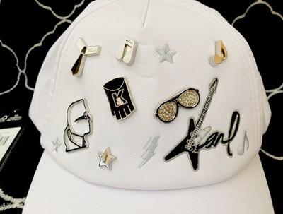 NWT Karl Lagerfeld Paris Logo Charm Pins Baseball White Cap  display picture 1