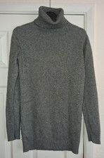 Womens grey silk cashmere roll neck jumper Zara size M 34"
