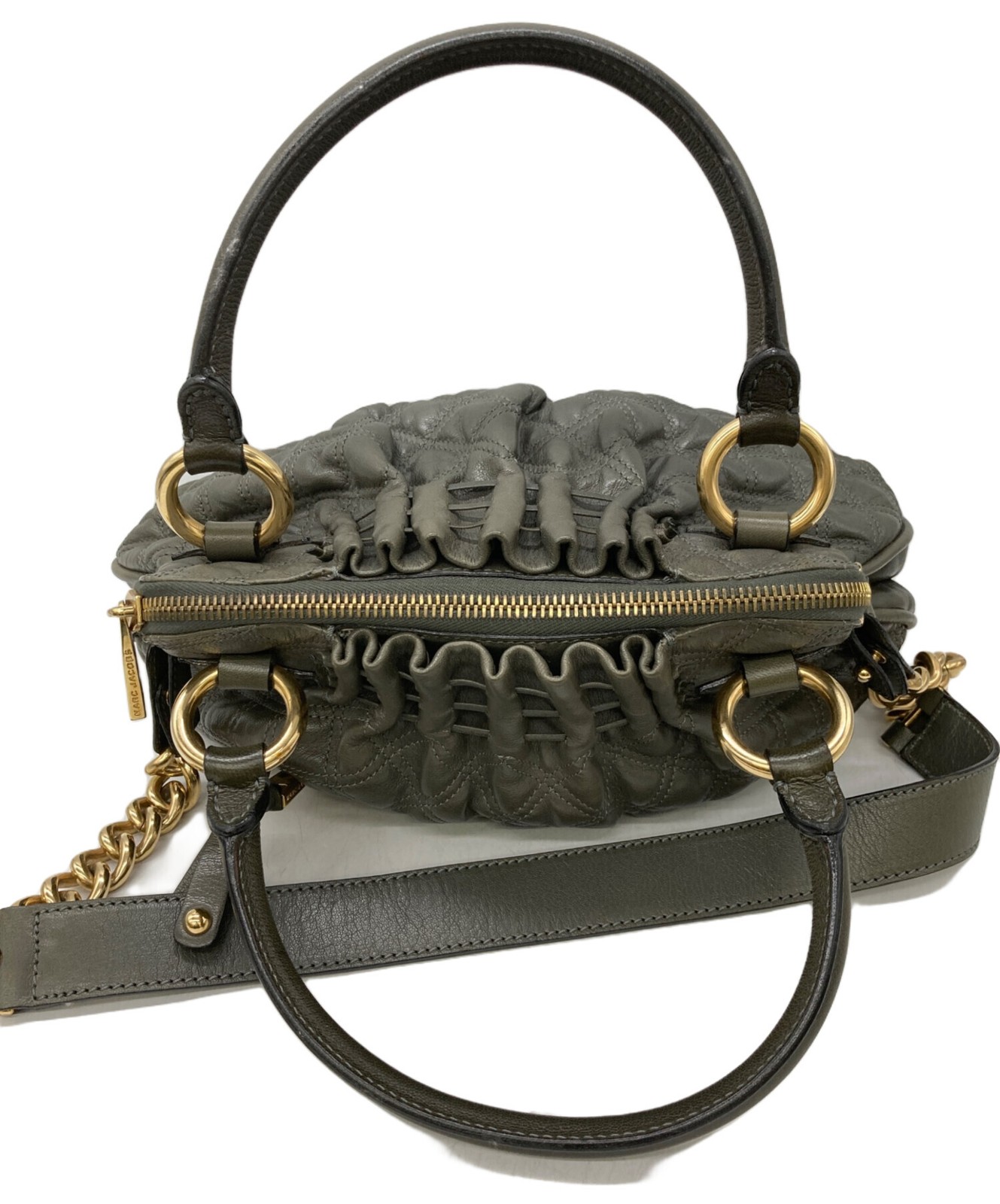 MARC JACOBS 2-Way Handbag Gray Green Quilted leather Shoulder bag image 3