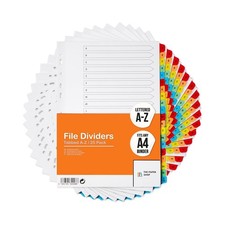 [25 Pack] A4 File Dividers A-Z Tabs | A4 Alphabetical Subject Dividers A-Z wi...