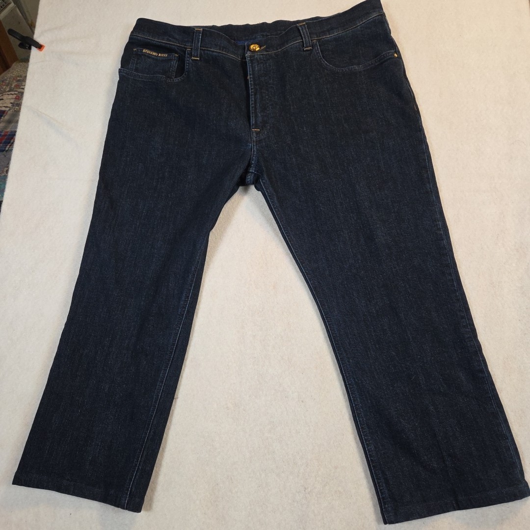 Stefano Ricci Indigo Jeans With Gold Accents  Size 44 Measures 41x26 Relaxed Fit