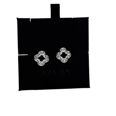 Clover Earrings in Fine 925 Sterling Silver with Cubic Zirconia Accent