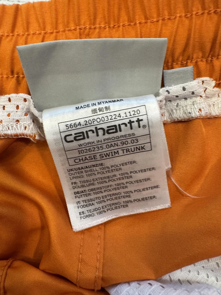 Pantalones Cortos Carhartt WIP Para Hombres Grandes Naranja Persecución Baúl de Natación Malla Forrado Playa I026235 Foto 3 de 4