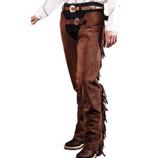 Western Cowboy Chap Fringes Suede Leather Pant Riding Chaps