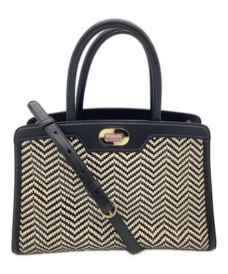 BVLGARI Izabella 2Way Bag Black White Women's Used Authentic