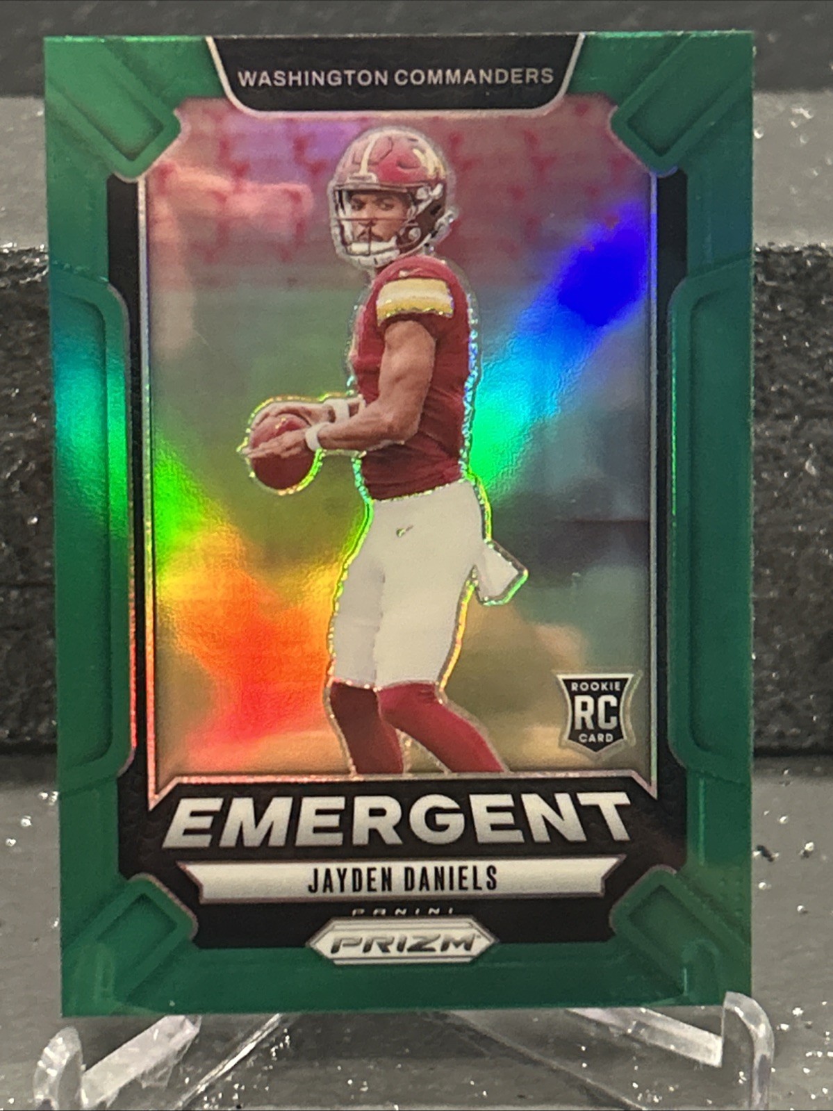 2024 Prizm Jayden Daniels Emergent RC Green Rookie #2 Commanders - A33