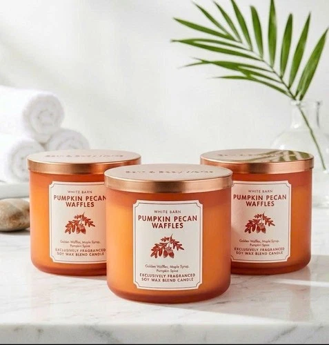 3 PACK NEW Pumpkin Pecan Waffles 3-Wick Candle 14.5 oz - FREE SHIP  - product listing photo