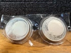 TWO  1 oz .999  Fine Silver Rounds 2 Troy ounces of Silver Merry Christmas 1990