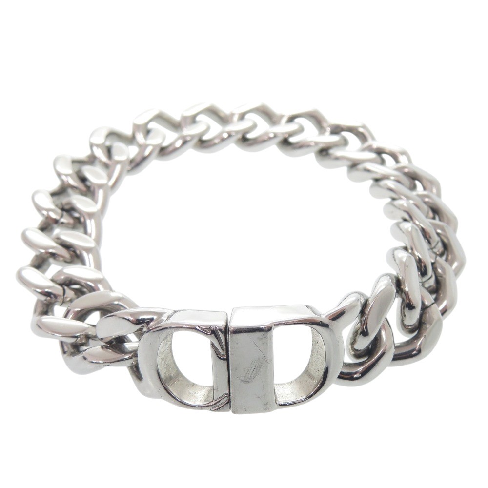 AUTHENTIC Dior bracelet Logo Icon Chain Link bracelet Silver Metal