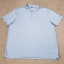 AFTCO Polo Shirt Mens 2XL Blue Stripes Short Sleeve Golf Performance Wicking