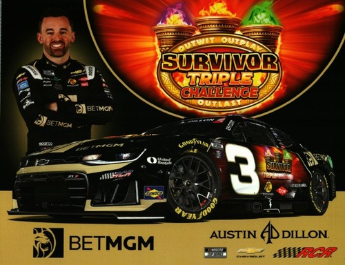 NEW 2026 AUSTIN DILLON #3 BET MGM SURVIVOR TRIPLE CHALL. NASCAR POSTCARD POCONO