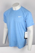 Nike Swim Men's Short Sleeve Shirt Dri Fit UPF 40 Blue Heather NESSC589 438