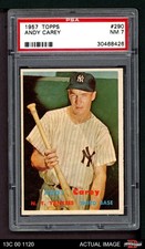 1957 Topps #290 Andy Carey Yankees DOUBLE-PRINT PSA 7 - NM