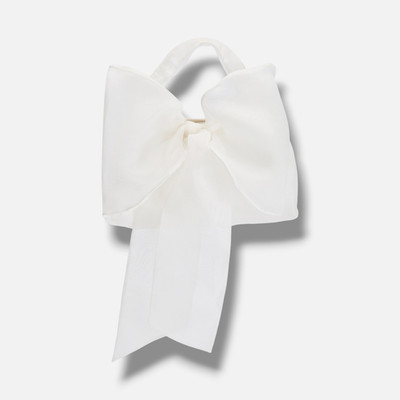 Loeffler Randall Women's White Beige Joanne Sheer Bow Clutch Bag