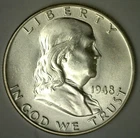 1948 Silver Franklin Half Dollar Uncirculated 50c US Coin 50 Cents BU