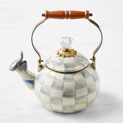 MacKenzie-Childs Sterling Check Tea Kettle-Williams Sonoma|47355 - Picture 1 of 4