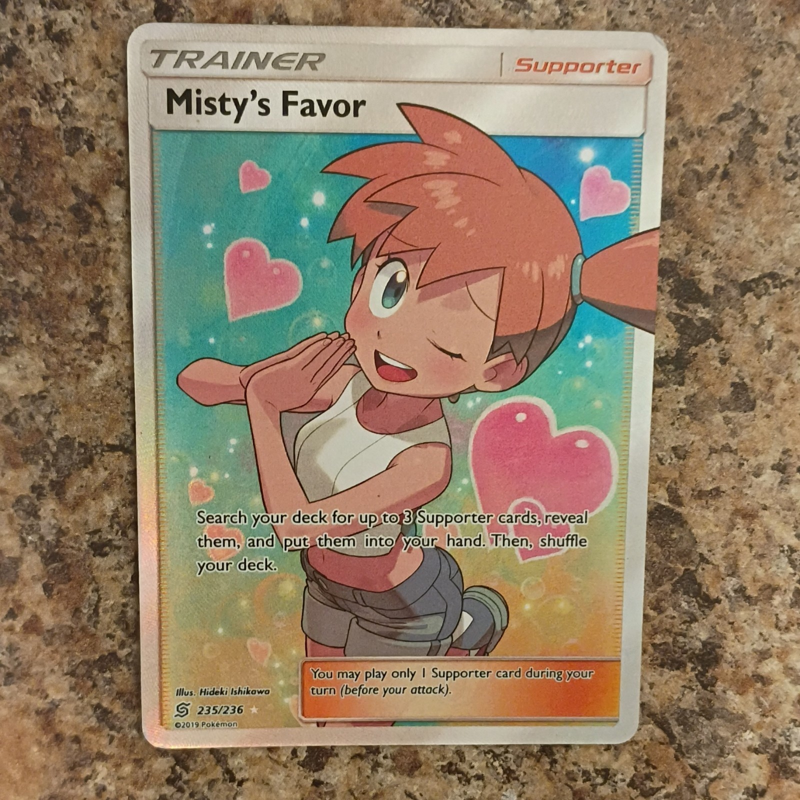 Pokémon TCG Misty's Favor Full Art Ultra Rare Holo SM-Unified Minds 235/236