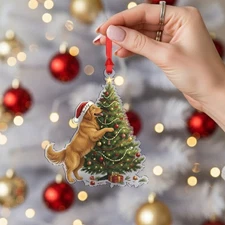 Personalized Golden Retriever with Christmas Tree Ornament