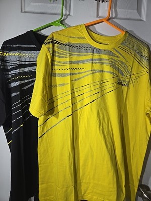 Atlas For Men Xtrem Sport Print Black And Yellow T-Shirt Short Sleeve Large 2 Pk