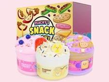 Peachybbies SNACK PACK 3 Slimes, Thank You Bag, Gift Box, New Exclusive