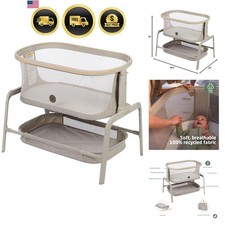 Baby Bassinet Bedside Sleeper Portabl Baby Crib Mesh Adjust 20lb