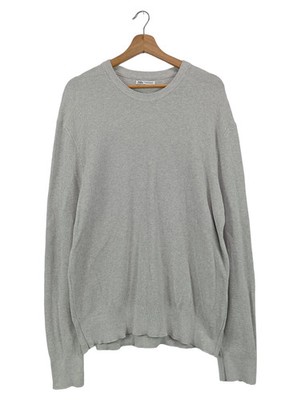 ZARA Herren Sweatshirt Grau Rippstrick Baumwolle Gr. 52/XL Basic Casual