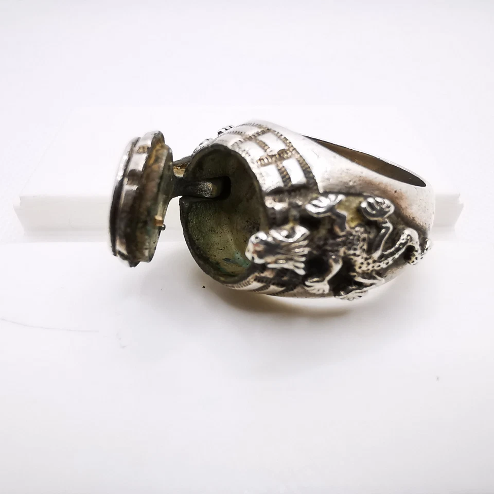 Giftring der deutschen Wehrmacht 1930/40er Jahre  "Ich atme tief ..."835 Silber - Bild 4 von 4