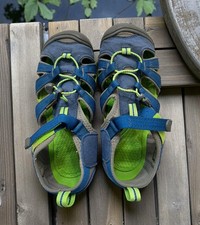 KEEN Kids Sandals Size 5 Blue Green Lace-Lock Bungee hiking trail camping
