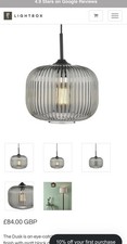 EGLO LIGHT PENDANT BLACK & SMOKED GLASS AS SOLD ONLINE AT LIGHTBOX (IN BOX NEW) 