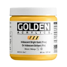 Heavy Body Acrylics by GOLDEN, Iridescent Bright Gold (Fine), 8 fl. oz. Jar, ...