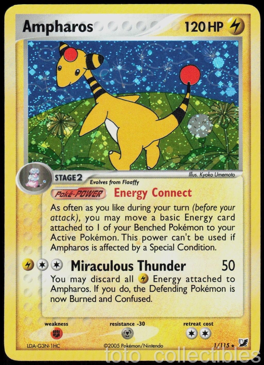 Ampharos 1/115 Holo Rare Unseen Forces Pokemon Lightly Played