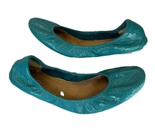 Tieks Gavireli US Women Sz 7 Tiek Shiny Teal Blue Patent Ballet Flat Shoes