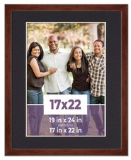 17x22 Frame Walnut With Black Picture Mat For 17x22 Photo - Walnut 19x24 Frame T