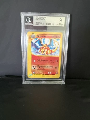2002 Pokemon Expedition Beckett BGS 9 Charizard Reverse Holo Foil 39/165 MINT