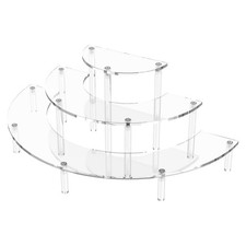 Dooiclear 3 Tier Acrylic Display Risers, Half Moon Cupcake Stand, Clear Perfu...