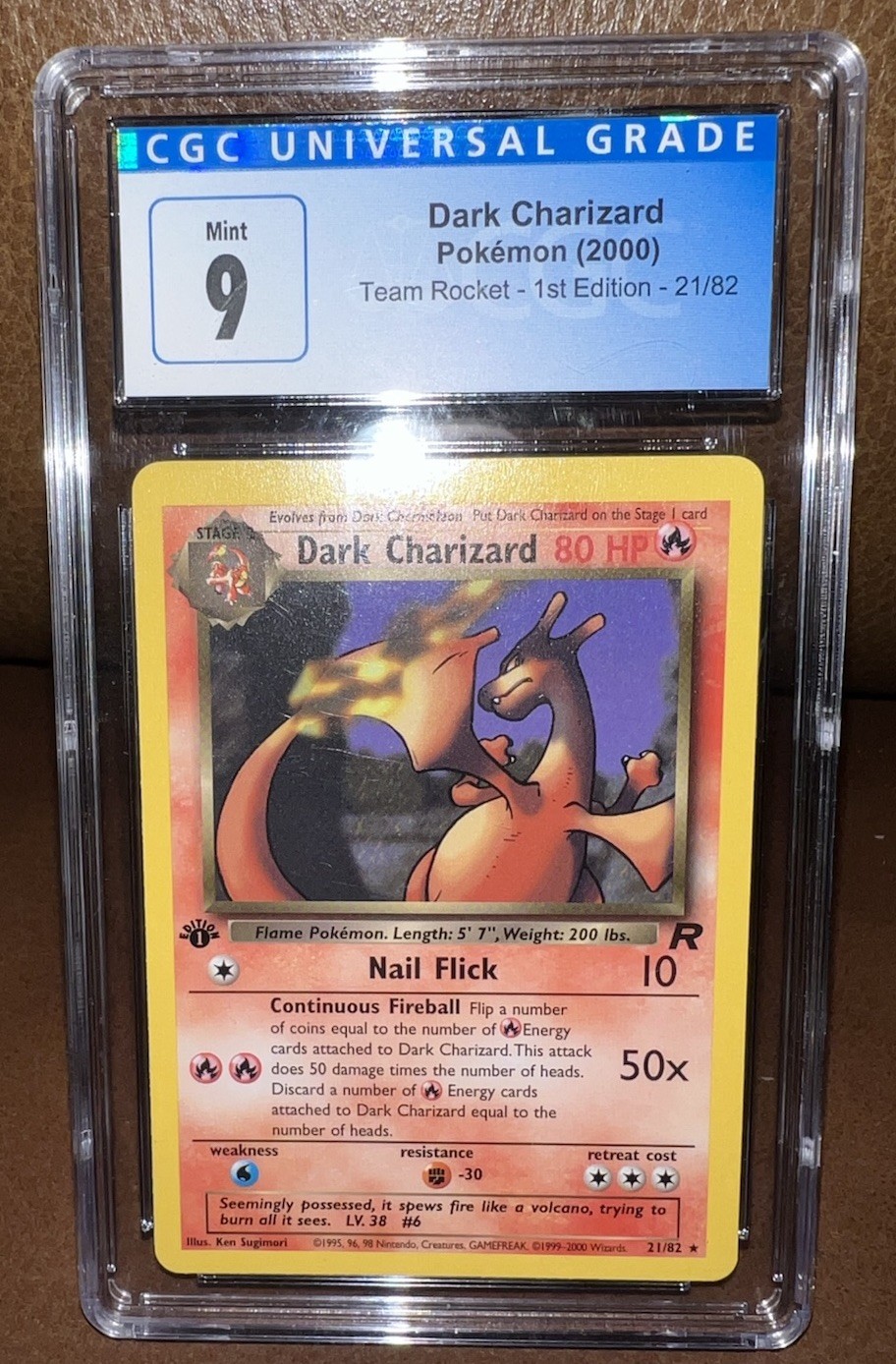 2000 POKEMON 1ST EDITION DARK CHARIZARD 21/82 TEAM ROCKET Non Holo Cgc 9