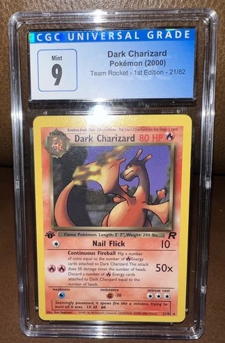 2000 POKEMON 1ST EDITION DARK CHARIZARD 21/82 TEAM ROCKET Non Holo Cgc 9