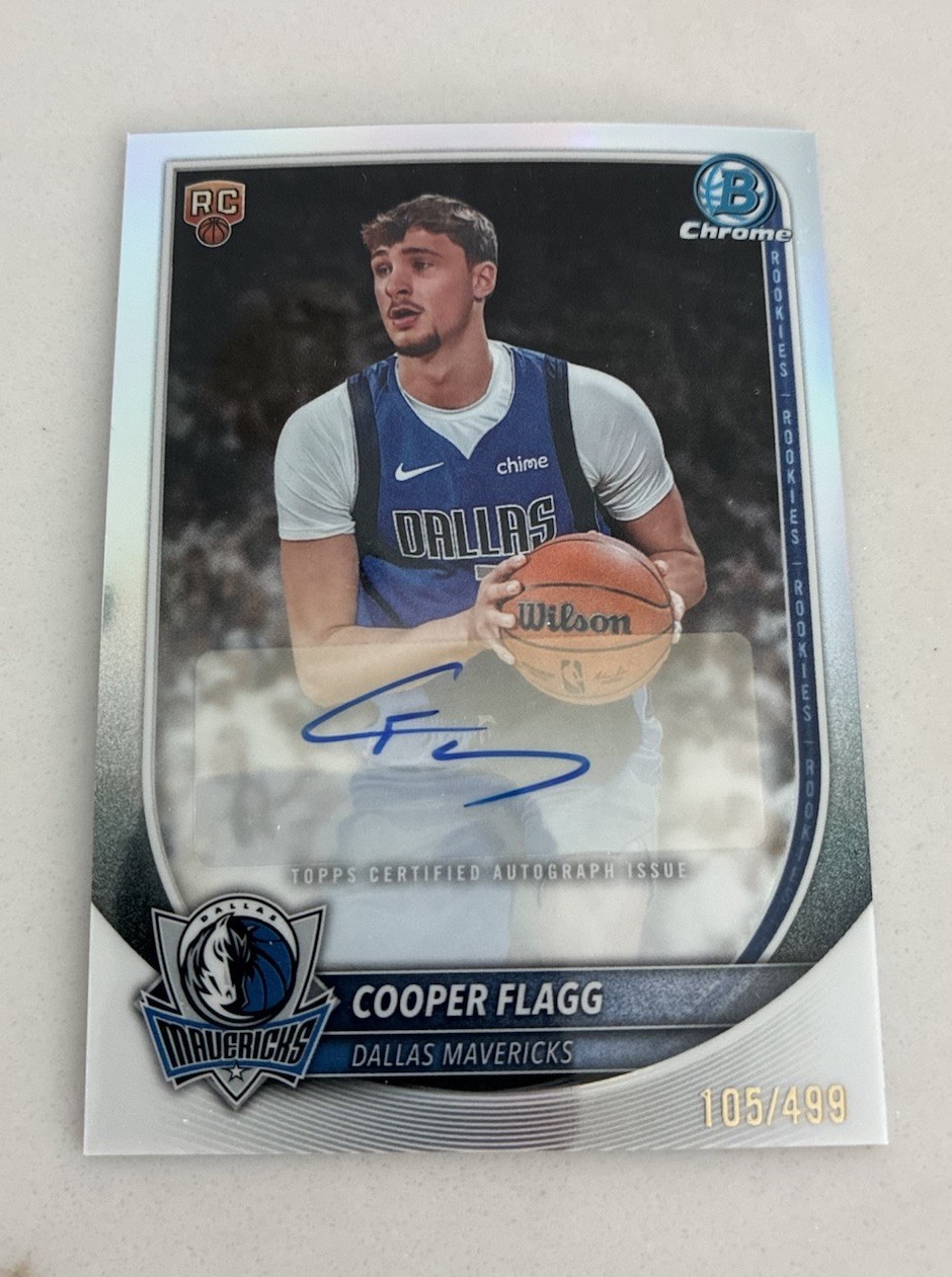 2025-26 Bowman Cooper Flagg Chrome Rookie RC Refractor Auto #/499 Mavericks