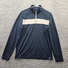 Marine Layer Weekend Sport 1/4 Zip Pullover Sweatshirt Med. Blue Cuff