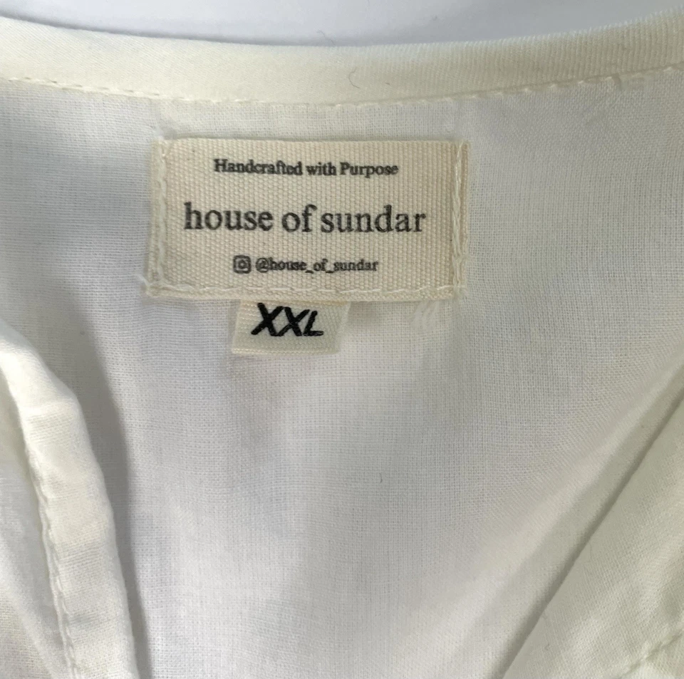 House of Sundar Maya Midi Dress White Cotton Prairie Boho Women’s Size XXL - Image 3 of 4