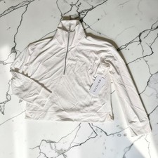 Athleta Seasoft Quarter Zip Pullover Sweatshirt Athletic Women's M White