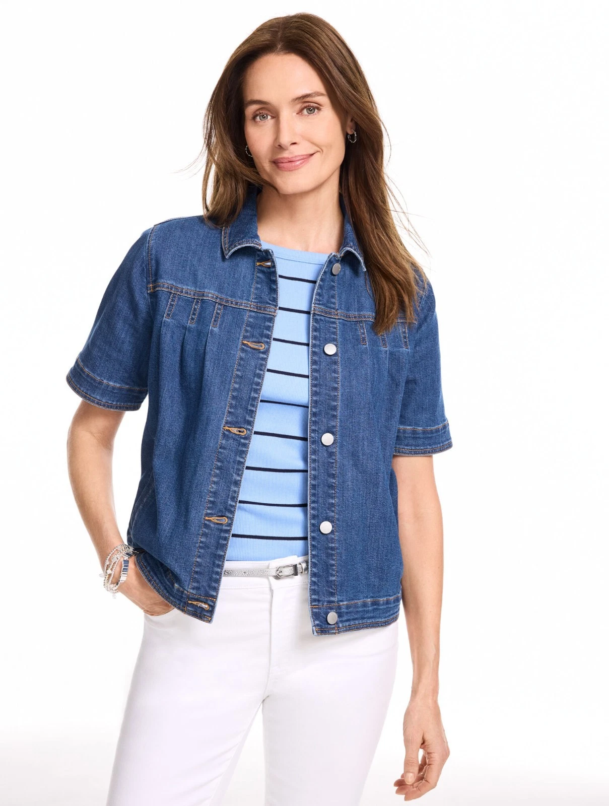 Short Sleeve Jean Jacket - West Coast Wash at Talbots, NWT $129, All size
Opens in a new window or t