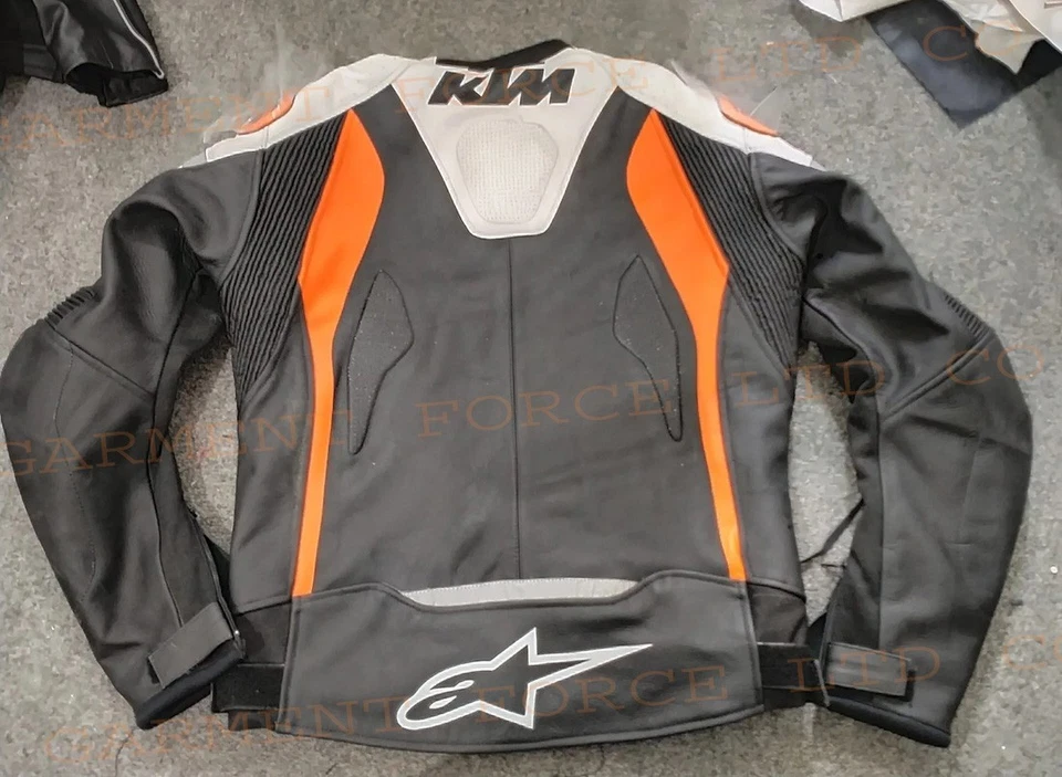 Men’s Genuine KTM Racing Leather Jacket Motorcycle MotoGP Biker Gear CE Armored - Image 3 of 4