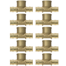 10 Pack XFITTING 1/2" PEX A Expansion Female Tee, F1960, Lead Free Brass