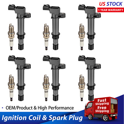 6pc spark plugs and ignition coil packs UF270 for 2002-2008 Jeep Liberty 3.7L V6